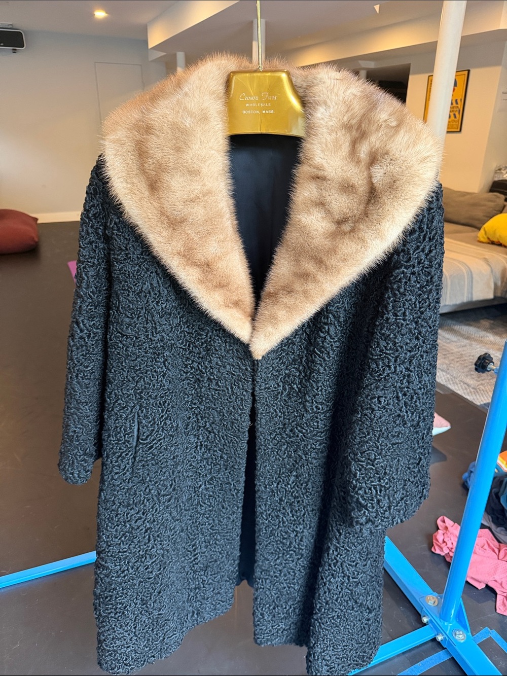Vintage Wool Coat with Fur Collar